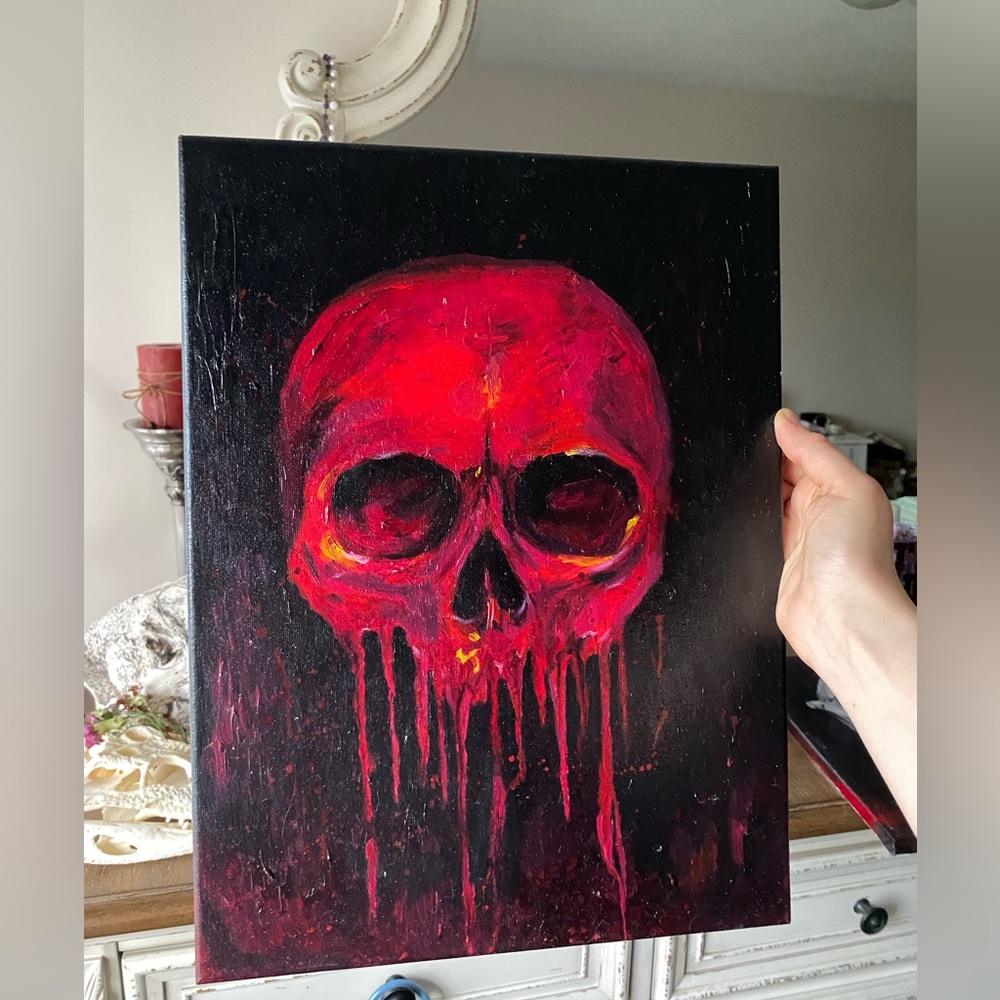 Red Skull oil on canvas original painting by me
